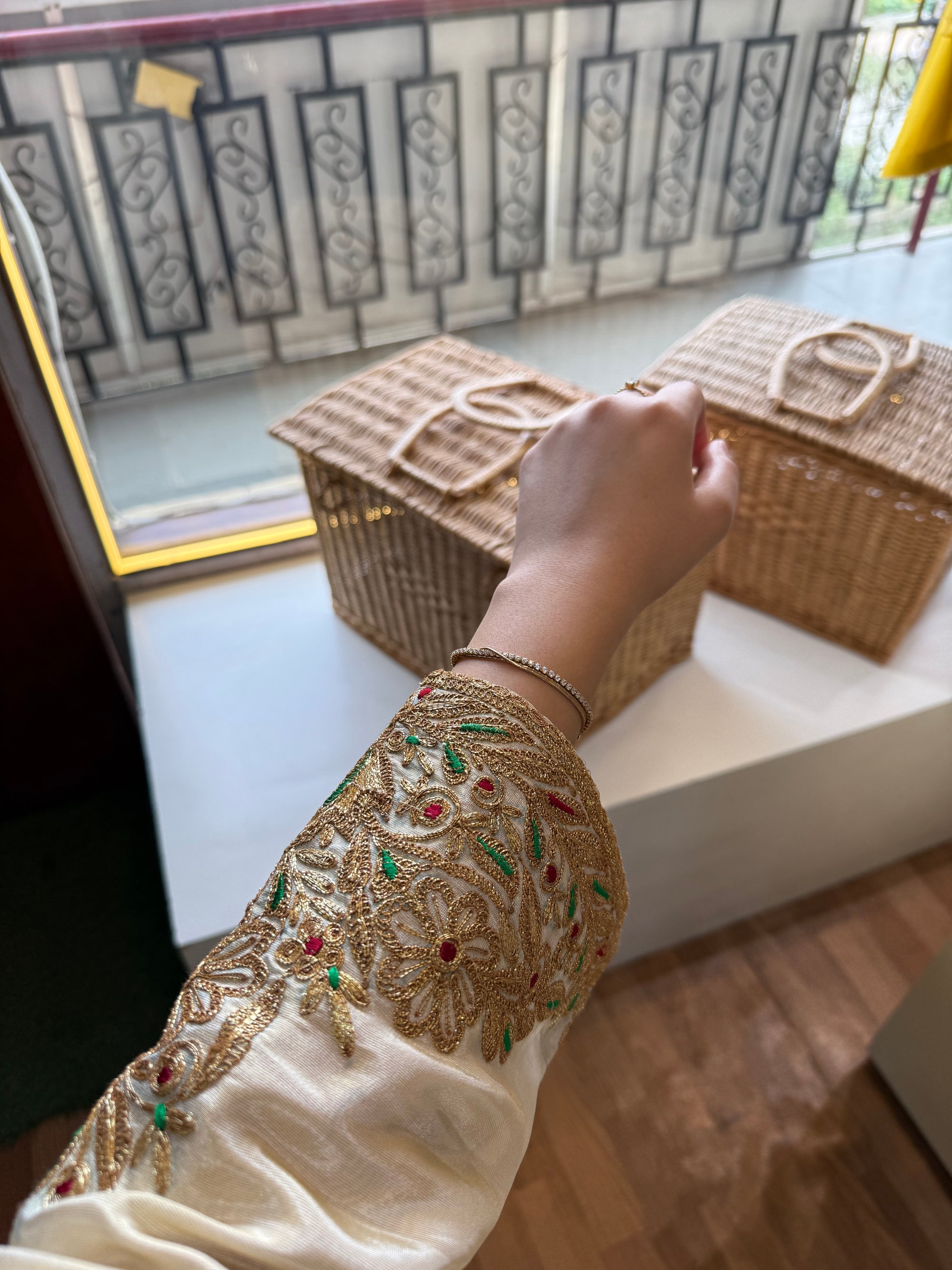 Pearl White Tilla Embroidered Suit