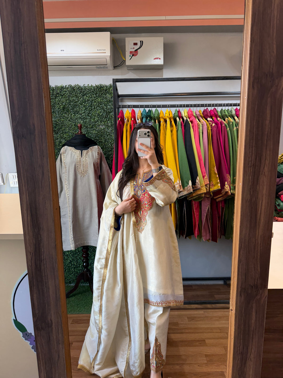 Off White Tilla Embroidered Suit